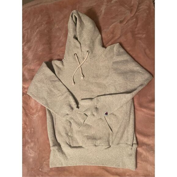 Vintage Champion Reverse Weave Warm Up Gray Heavy Duty Hoodie Sweatshirt Sz L US - Picture 1 of 13